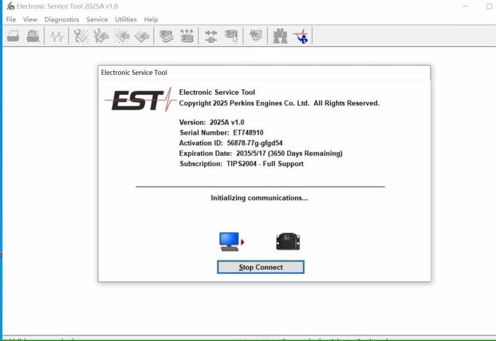 Perkins EST 2025A Diagnostic Software + Factory Password 18 Bit